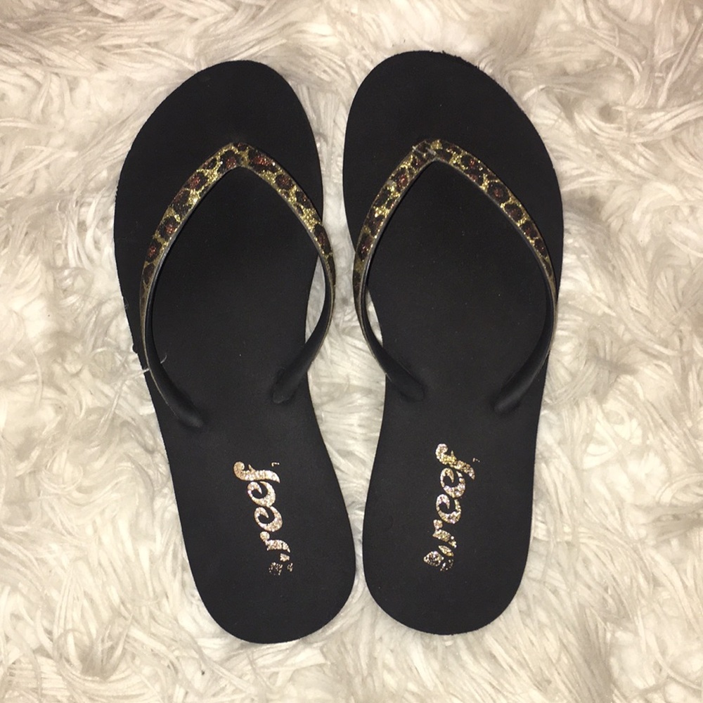 reef cheetah print flip flops